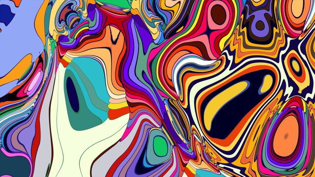 Vibrant abstract psychedelic pattern with colorful swirling shapes