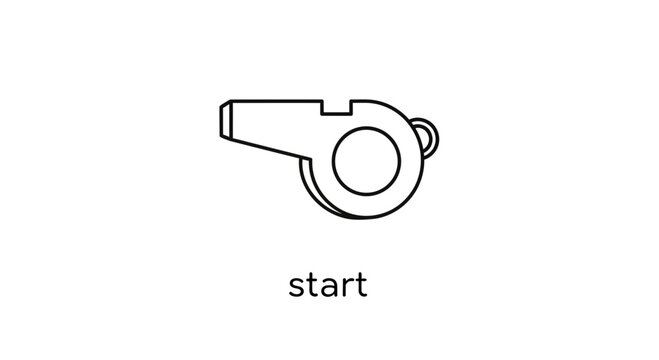 Simple Line Art Icon of a Whistle Signaling the Start of a Game or Activity