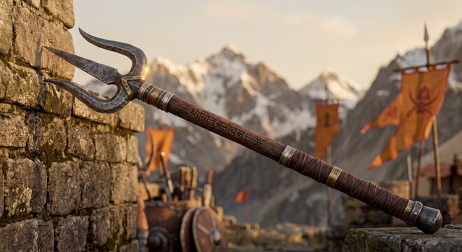 Warrior's Trident Spear - Sacred Three-Pronged Lance