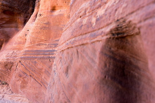 Abstract Waves of Light and Shadow on Sandstone Walls in Canyon