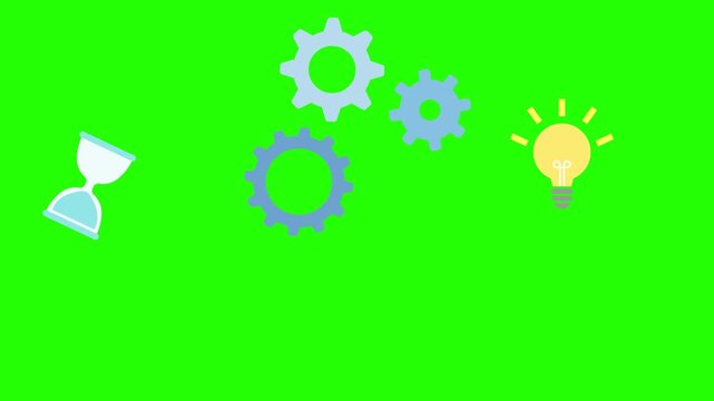 Green screen shows simple office tool icons