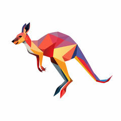 Obraz premium Colorful Low Poly Kangaroo Vector Geometric Australian Wildlife Art