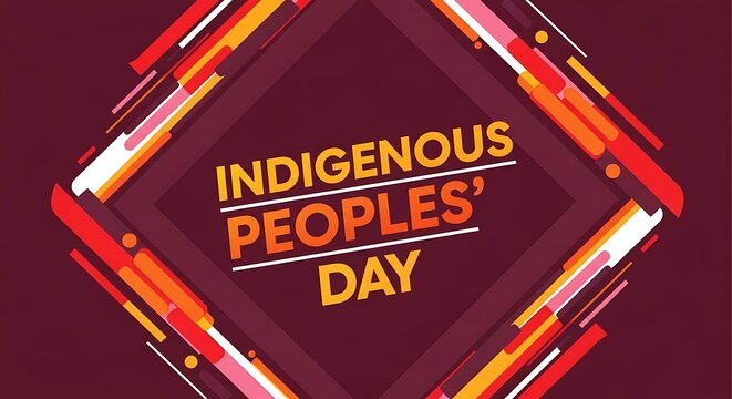 Indigenous peoples' day graphic with vibrant orange and red abstract design