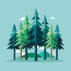Obraz premium Geometric Forest Landscape Illustration