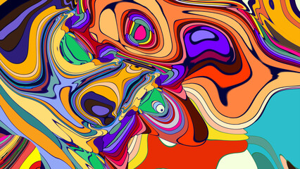 Fototapeta premium Vibrant Abstract Painting with Colorful Swirling Patterns