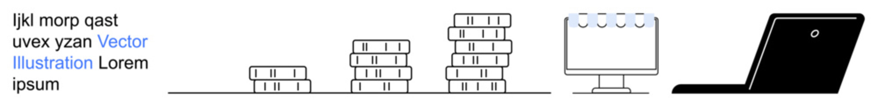 Digital education, online courses, virtual learning, traditional study methods, knowledge sharing, hybrid education. Stacked books with a monitor and laptop. Digital education and online courses