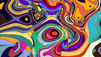 Obraz premium Colorful abstract psychedelic swirl pattern with vibrant shapes