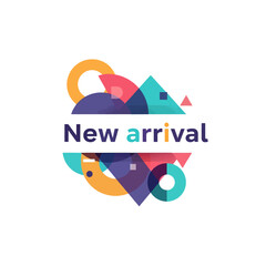 Obraz premium A colorful abstract graphic design featuring geometric shapes and text
