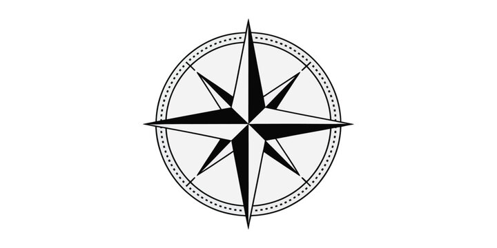 Windrose icon featuring nautical star navigation symbol, clean vector illustration for compass directions, travel guidance, and exploration route systems