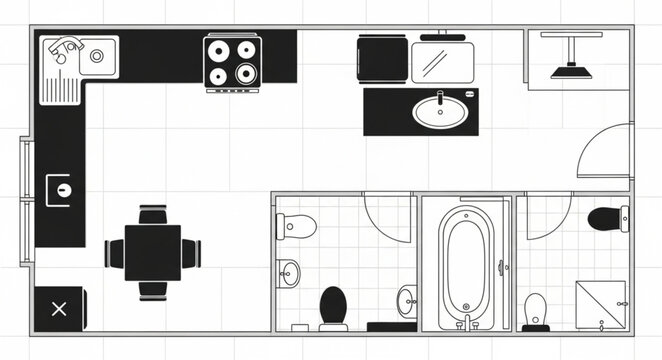 Modern Tiny House Floor Plan Layout Design.
