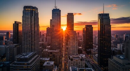 Fototapeta premium City Sunset Skyline.