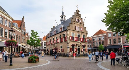 Obraz premium City Square with Harderwijk, and NL.