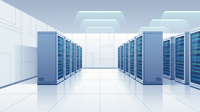 Modern Server Room with Data Center Racks