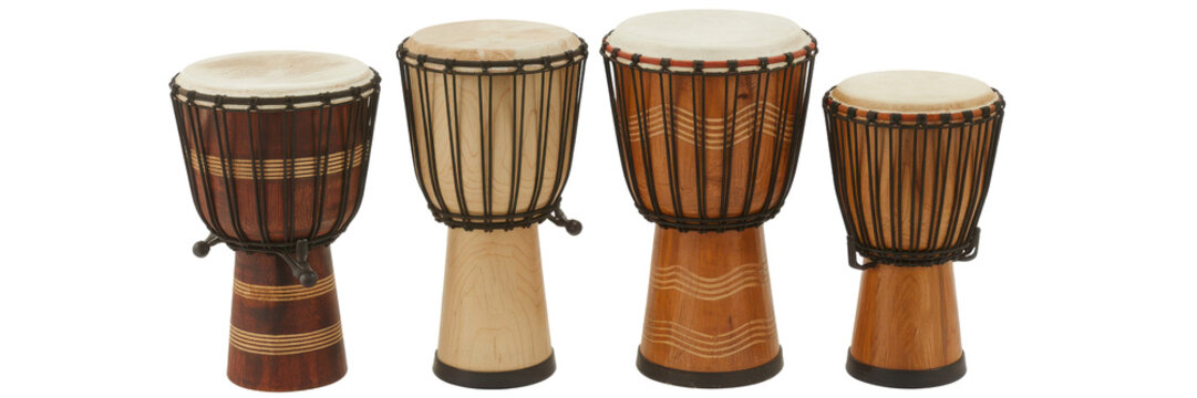 a collection of Djembes isolated on transparent background