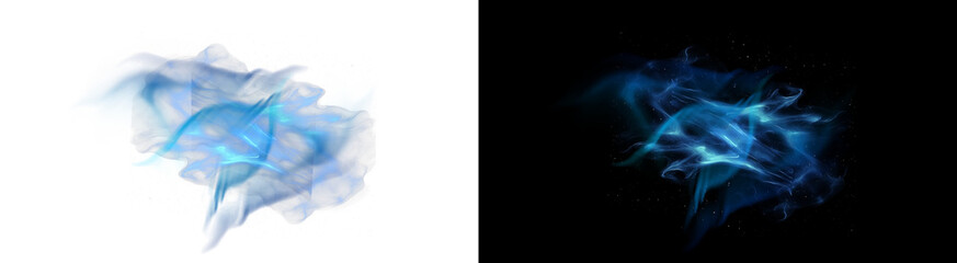 PNG image of Abstract blue glowing smoke and energy cloud with sparkling particles effect on transparent background © zakir