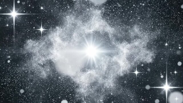 Abstract cosmic background with glowing stars and nebula particles