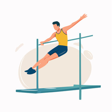 Gymnast Performing on Parallel Bars