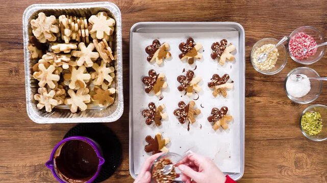 Making Star-Shaped Cookies with Chocolate and Peppermint Chips