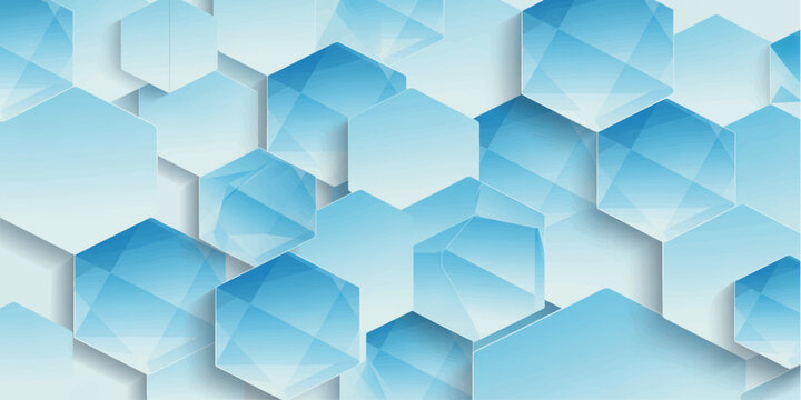 An abstract blue geometric background featuring a futuristic 3d cube pattern and digital hexagonal shapes for a seamless business technology wallpaper design