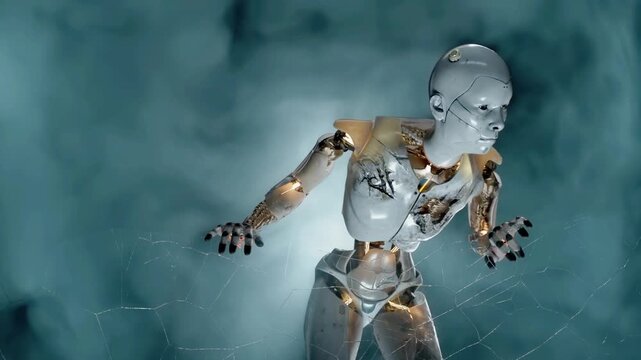 Abstract 3D animation loop, 3D video, VJ loop 3D, DJ concept, Futuristic robot model, digital art, motion graphics, technology, electronic music, dance music, abstract art, background video