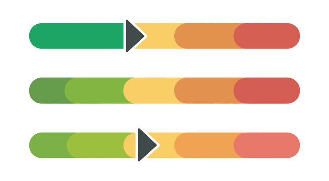Meter scale infographic bar progress gauge slider with arrow indicator showing level clean modern vector design for data visualization and analytics