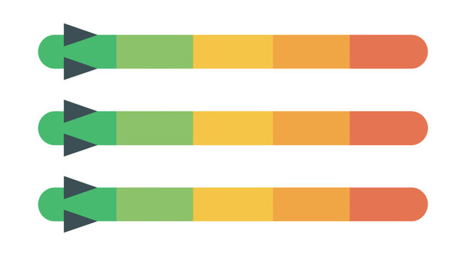 Meter scale infographic bar progress gauge slider with arrow indicator showing level clean modern vector design for data visualization and analytics