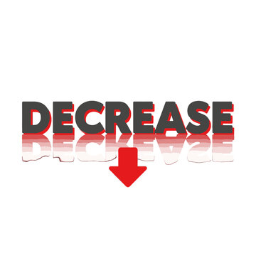A bold graphic design showing the word decrease with a red downward arrow