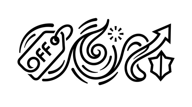 Creative Black and White Line Art Discount Offer Symbol.