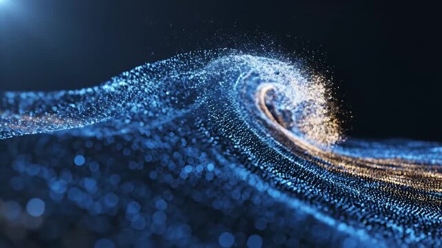 Abstract wave of glowing particles ideal for sleek commercial backgrounds and title sequences