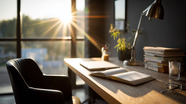  Morning office workspace symbolizing a fresh and productive start.
