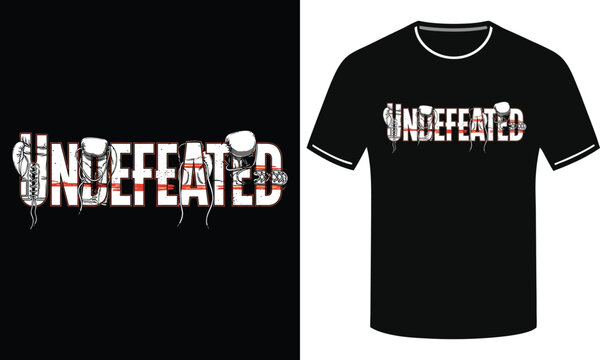 Undefeated graphic text design with dripping effect and bullet elements for apparel.