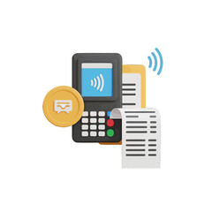 Fototapeta premium A digital payment terminal processing a transaction with a printed receipt