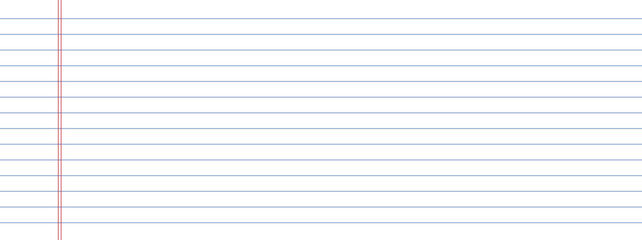 Lined paper background with red margin line. Seamless vector illustration of white notebook sheet texture for school, office and educational design. © Kolerowa