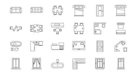 Obraz premium Architectural Floor Plan Symbols Collection.