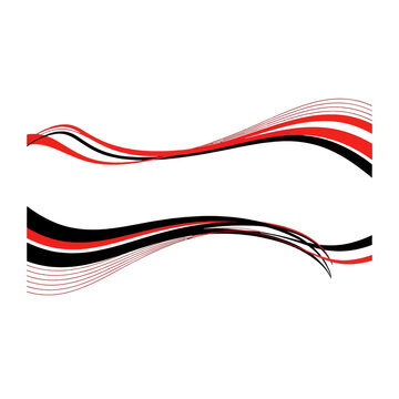 Abstract red and black wavy lines on a clean white background