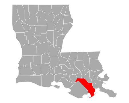 Karte von Lafourche in Louisiana