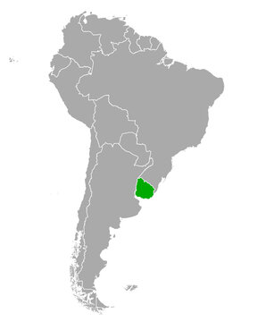 Karte von Uruguay in S&uuml;damerika