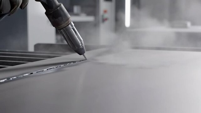 Industrial sandblasting operation