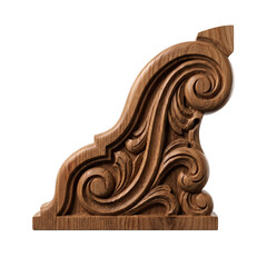 Ornate carved wood corbel with scroll motifs. Architectural decorative element. © PNG Lab