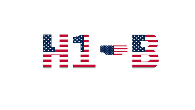H1B Visa Text with American Flag Design Representing USA Work Visa and Skilled Worker Immigration