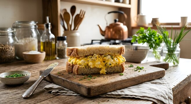 Japanese Tamago Sando: Sandwich with soft and creamy egg filling.