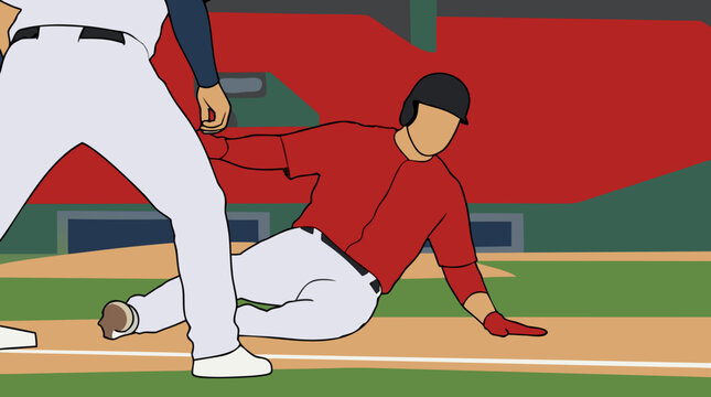 Baseball Field Dirt and Grass Border with Foul Line Vector