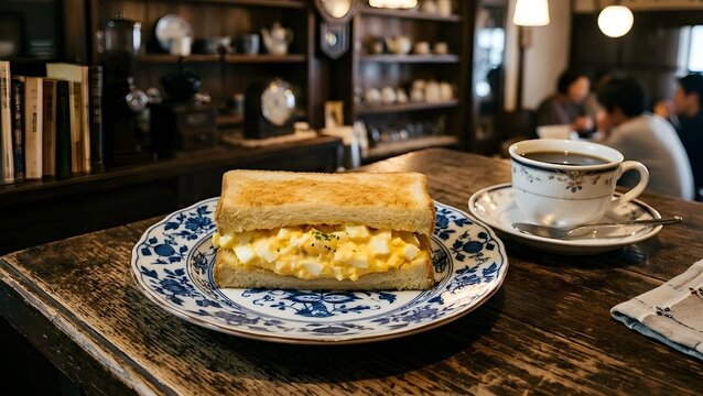 Japanese Tamago Sando: Sandwich with soft and creamy egg filling.