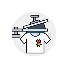 Obraz premium A flat vector illustration of a garment printing machine pressing a white shirt