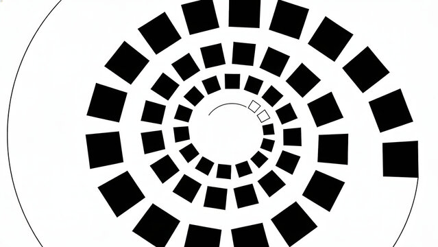 Fibonacci Spiral Growth Pattern &ndash; Minimal Black and White Abstract Geometry