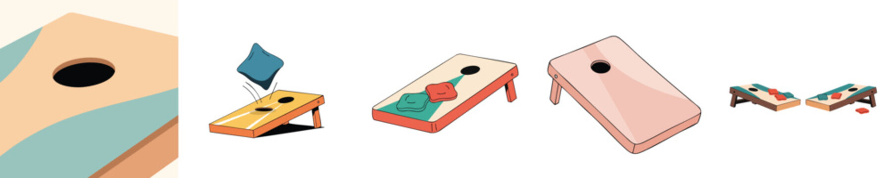 Backyard Cornhole Vector Flat Design Bean Bag Toss Game Outdoor Leisure Illustration