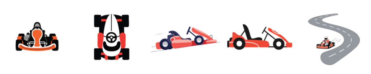 Go Kart Vector Flat Design Racing Kart Sport Speed Track Competition Illustration Set © NineteenVisualStudio