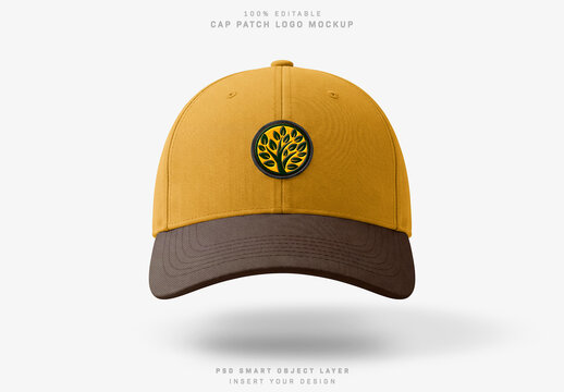 Embroidered Patch Logo on Editable Cap Isolated on White Mockup