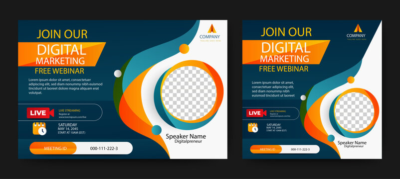 Digital Marketing Workshop banner and social media template design. vector