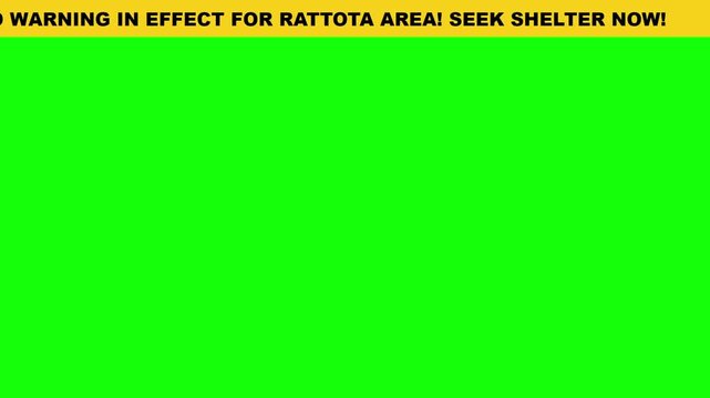 Emergency Tornado Warning Ticker on Green Screen with Scrolling Weather Alert Text Footage